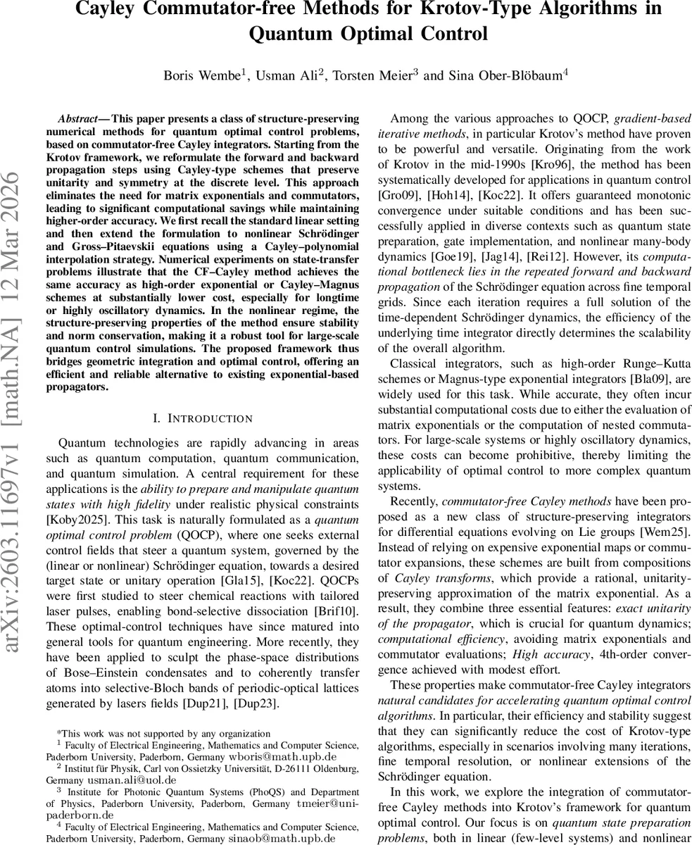 Cayley Commutator-free Methods for Krotov-Type Algorithms in Quantum Optimal Control