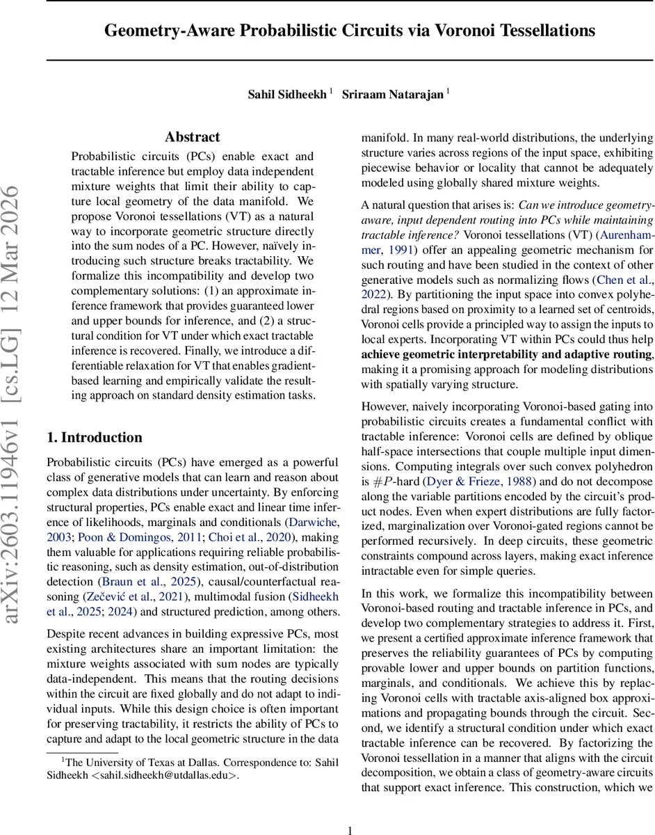 Geometry-Aware Probabilistic Circuits via Voronoi Tessellations