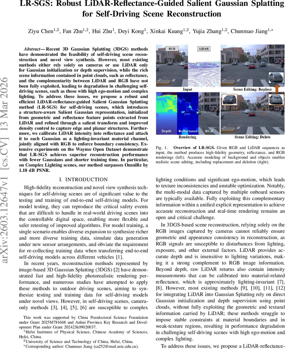 LR-SGS: Robust LiDAR-Reflectance-Guided Salient Gaussian Splatting for Self-Driving Scene Reconstruction