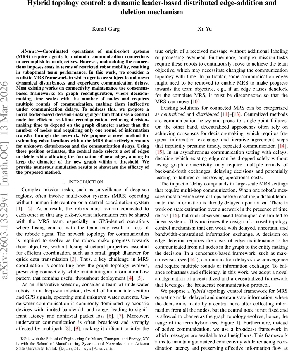 Hybrid topology control: a dynamic leader-based distributed edge-addition and deletion mechanism