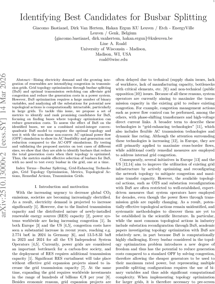 Identifying Best Candidates for Busbar Splitting