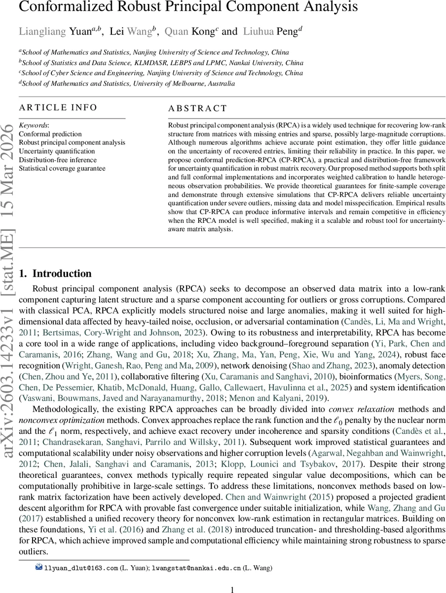 Conformalized Robust Principal Component Analysis