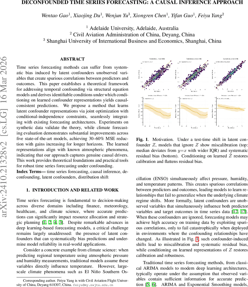 Deconfounded Time Series Forecasting: A Causal Inference Approach