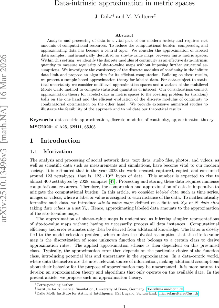Data-intrinsic approximation in metric spaces