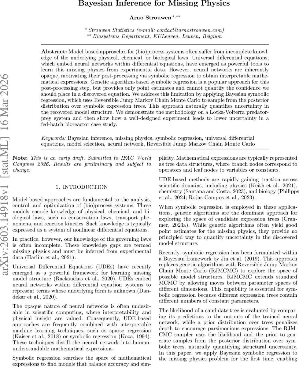 Bayesian Inference for Missing Physics