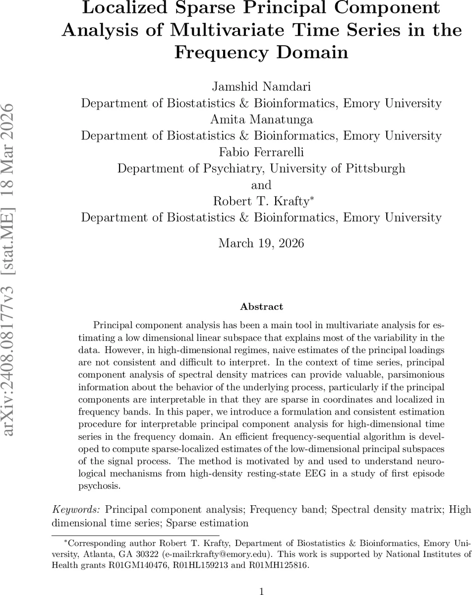 Localized Sparse Principal Component Analysis of Multivariate Time Series in Frequency Domain