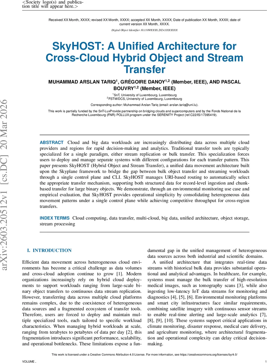 SkyHOST: A Unified Architecture for Cross-Cloud Hybrid Object and Stream Transfer