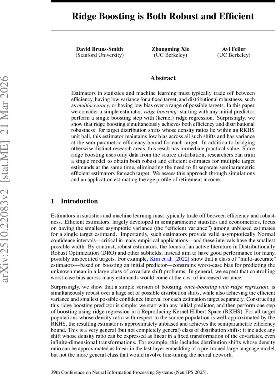 Ridge Boosting is Both Robust and Efficient