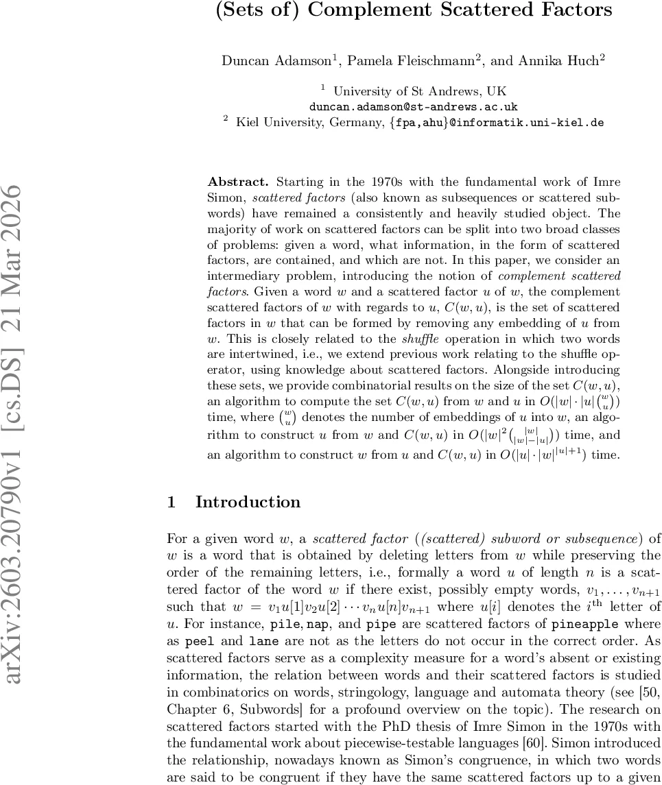 (Sets of ) Complement Scattered Factors