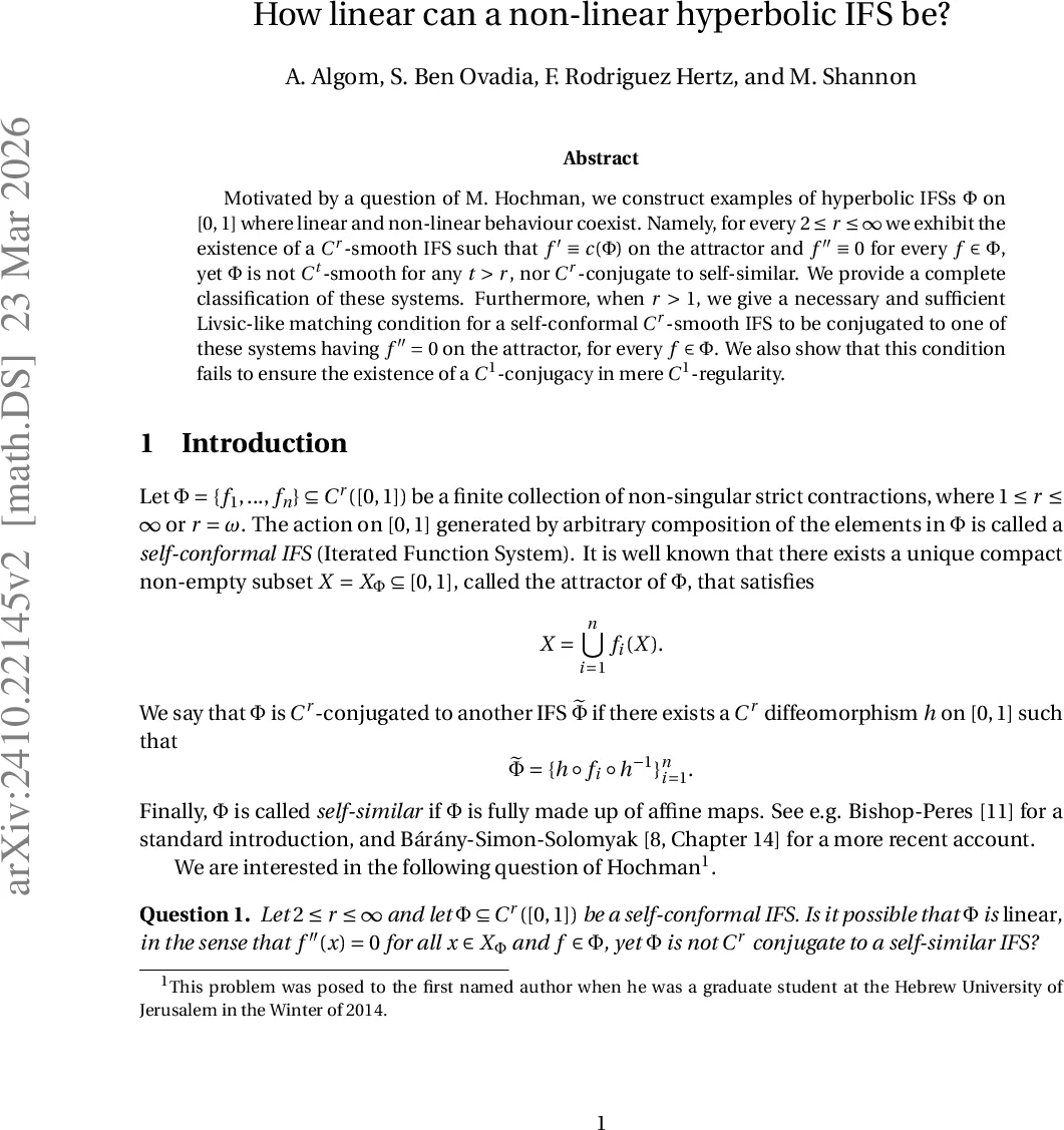How linear can a non-linear hyperbolic IFS be?