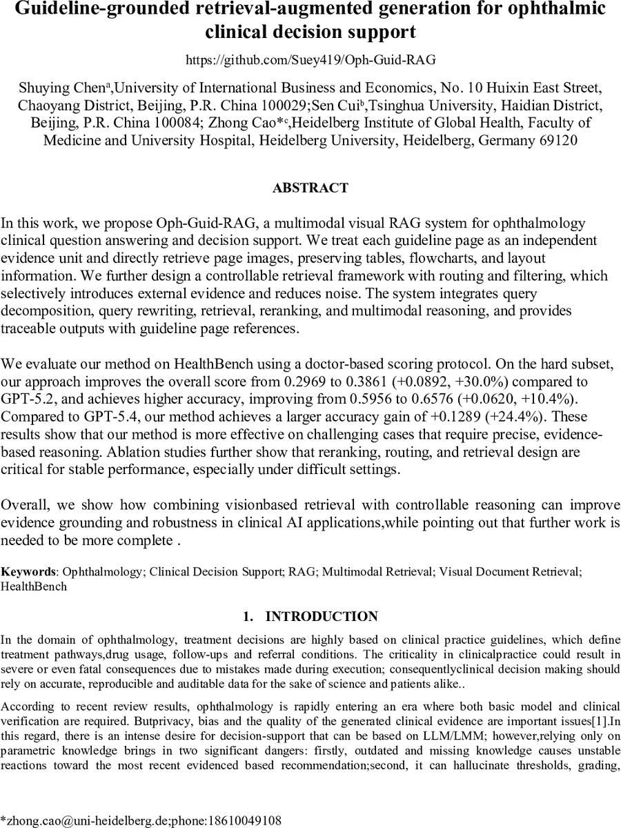 Guideline-grounded retrieval-augmented generation for ophthalmic clinical decision support