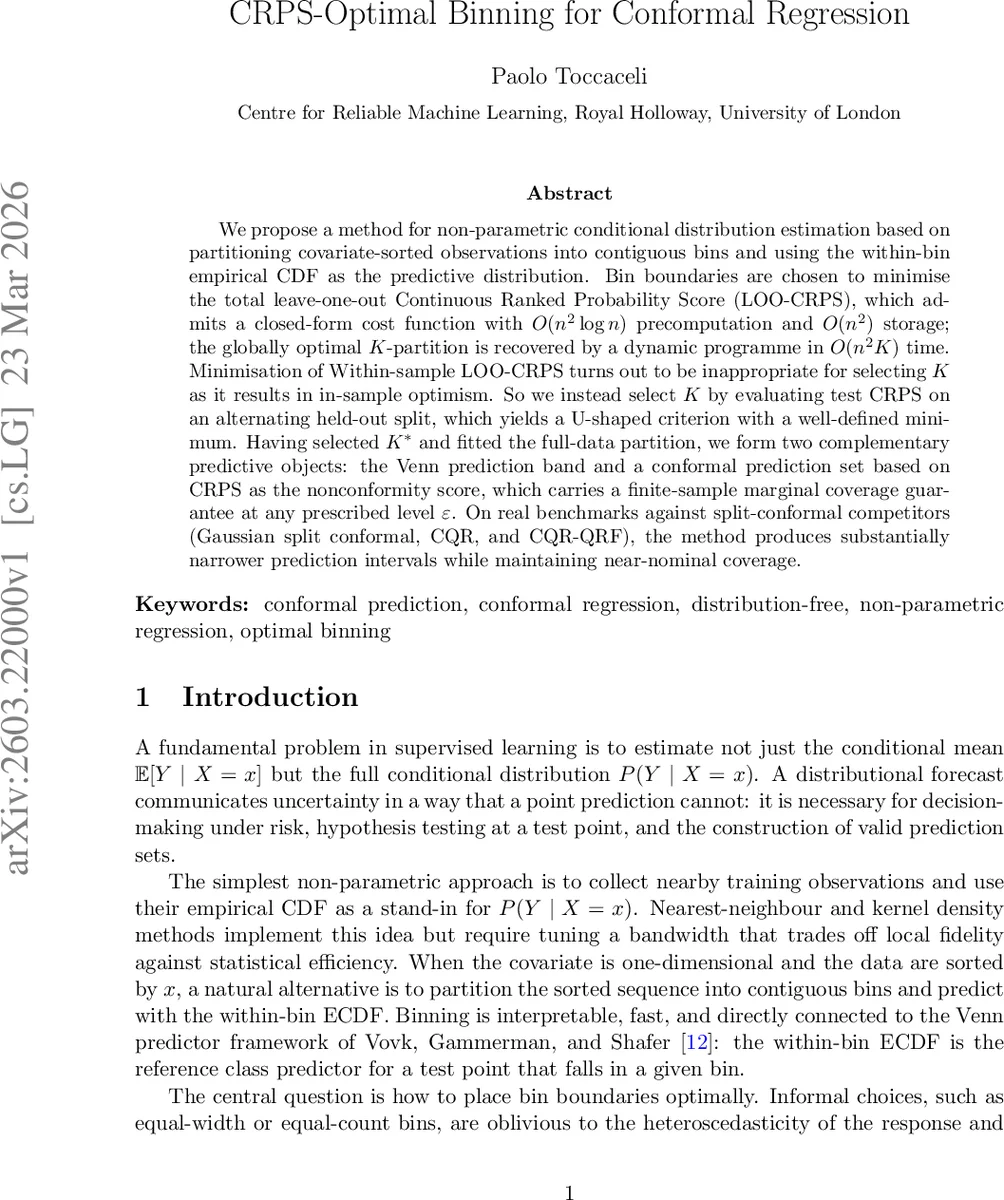 CRPS-Optimal Binning for Conformal Regression
