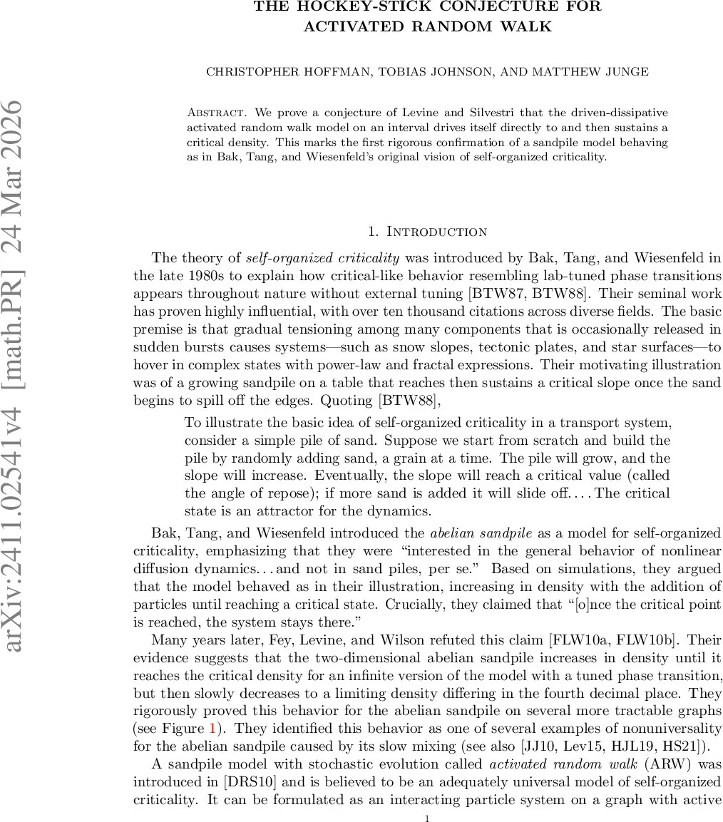The hockey-stick conjecture for activated random walk