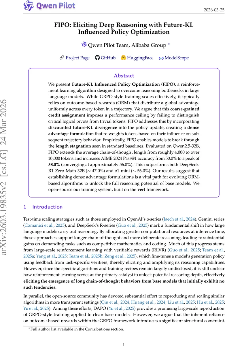 FIPO: Eliciting Deep Reasoning with Future-KL Influenced Policy Optimization