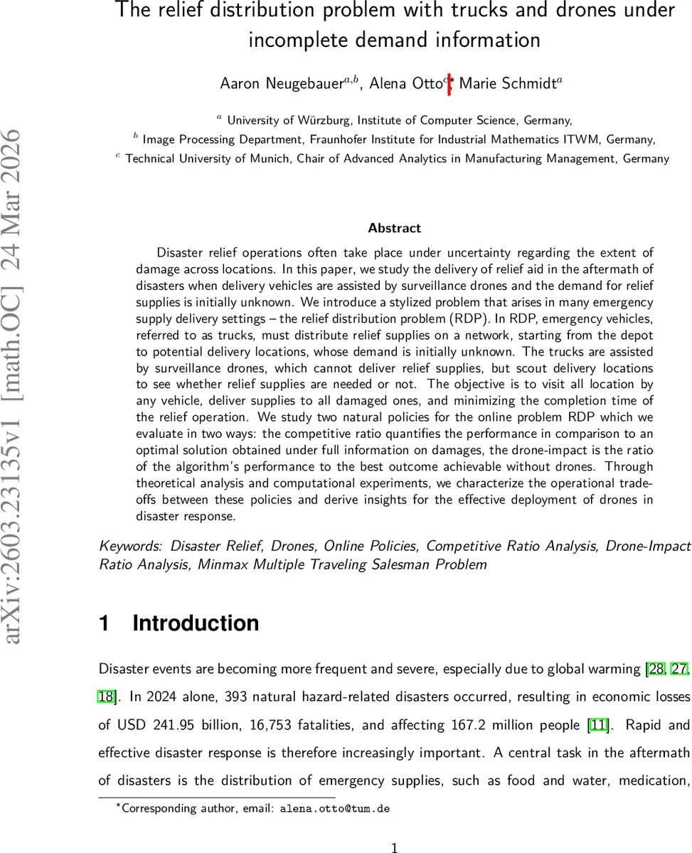 The relief distribution problem with trucks and drones under incomplete demand information