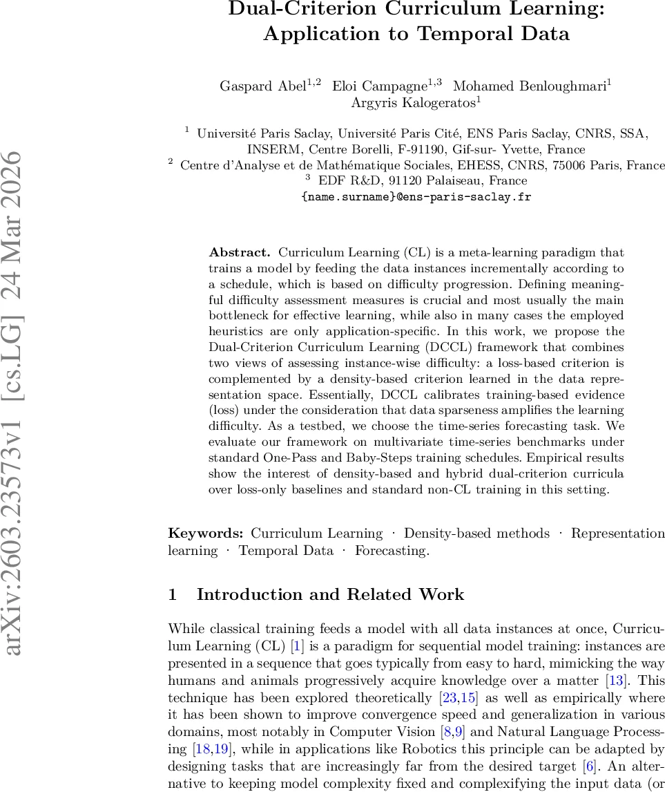 Dual-Criterion Curriculum Learning: Application to Temporal Data