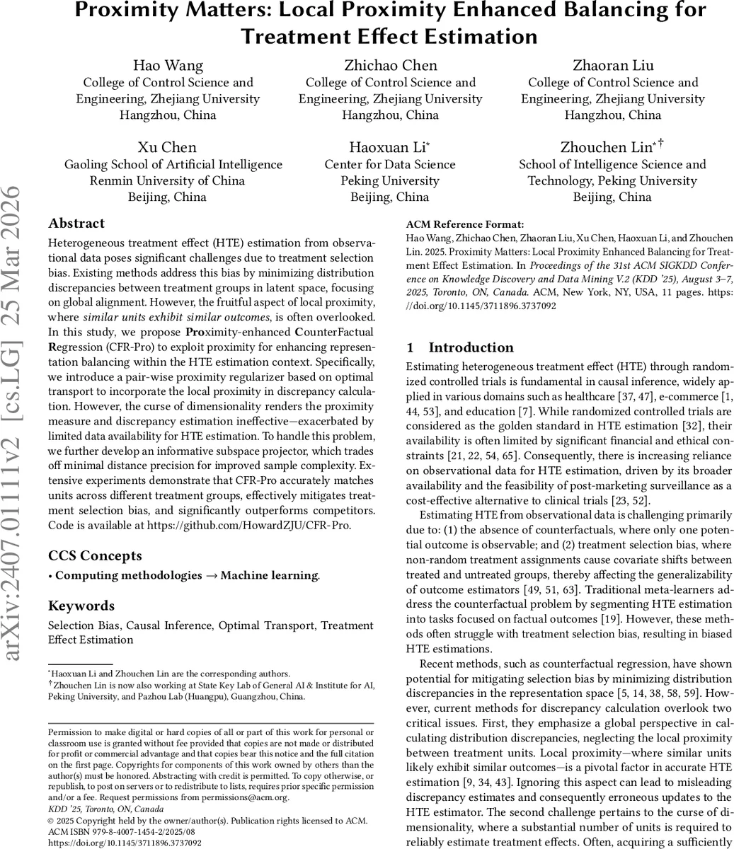 Proximity Matters: Local Proximity Enhanced Balancing for Treatment Effect Estimation