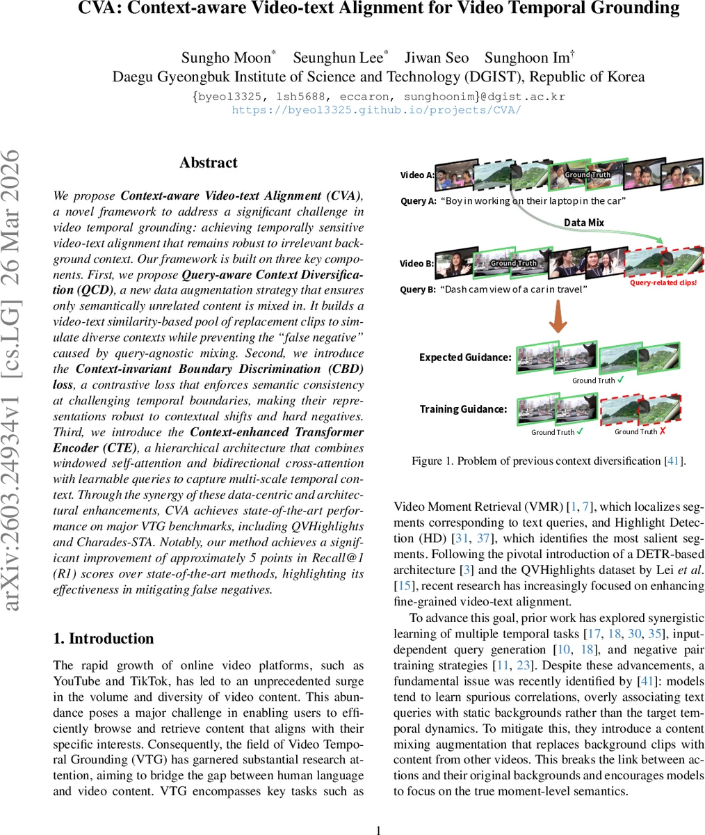 CVA: Context-aware Video-text Alignment for Video Temporal Grounding