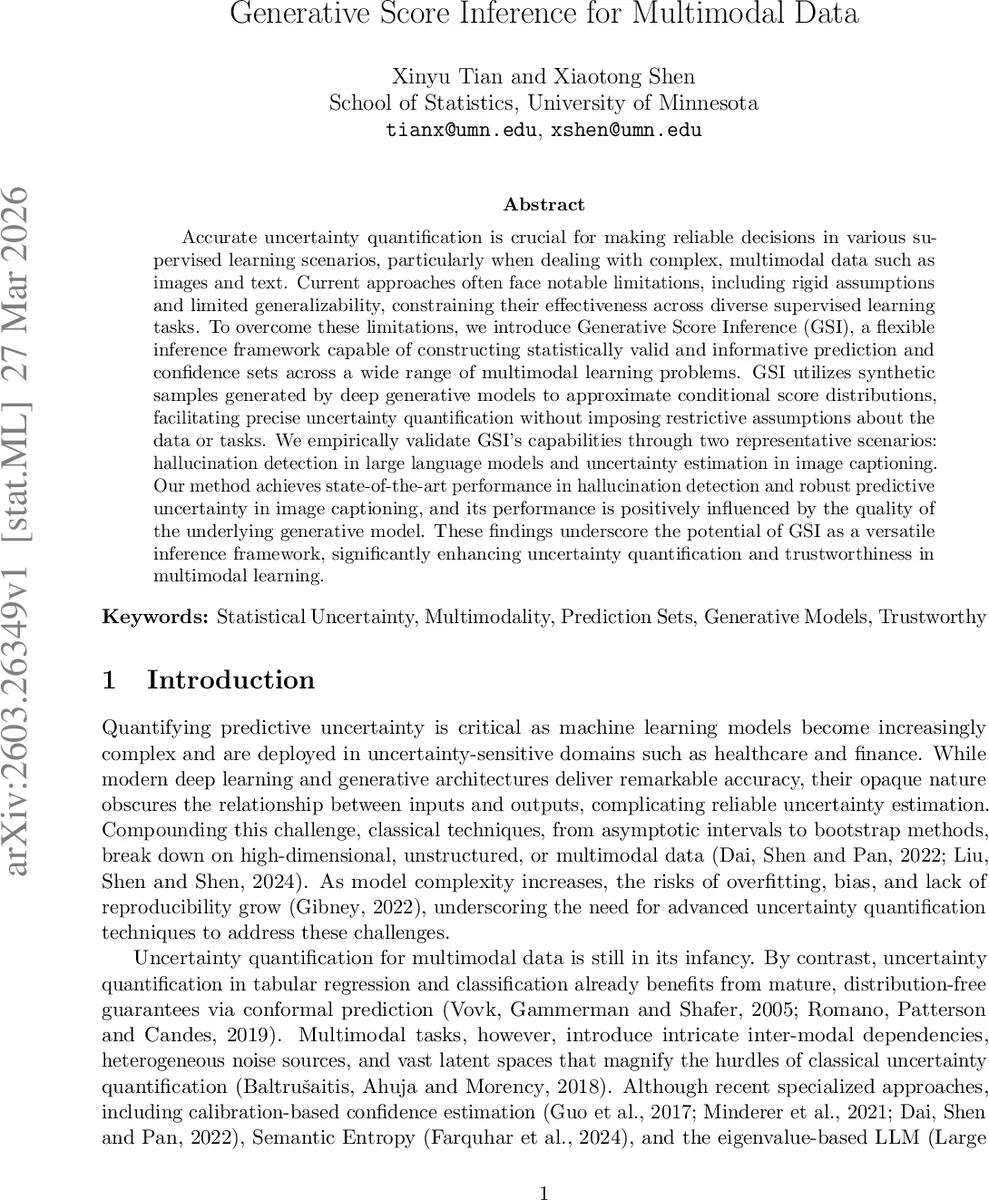 Generative Score Inference for Multimodal Data