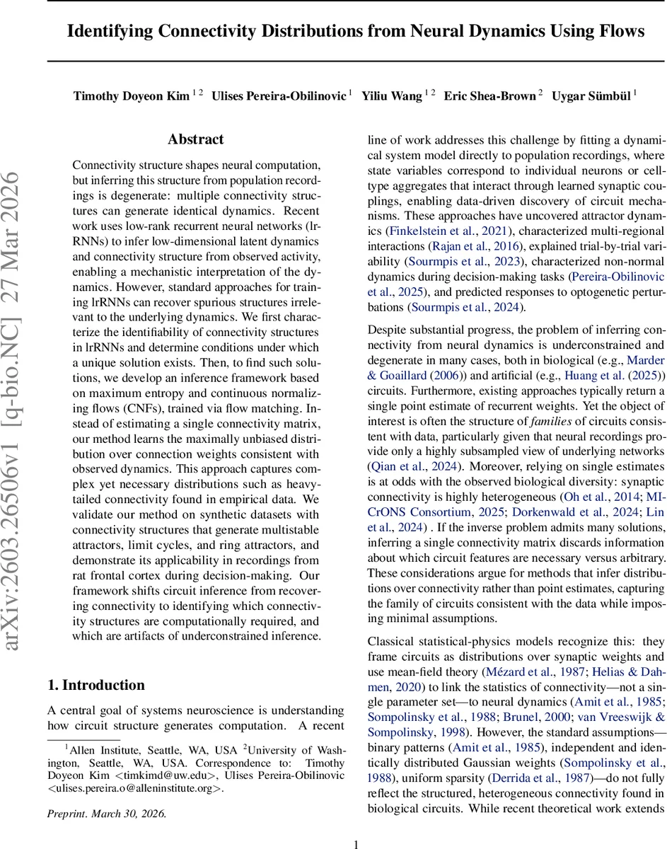 Identifying Connectivity Distributions from Neural Dynamics Using Flows