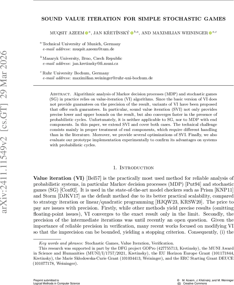 Sound Value Iteration for Simple Stochastic Games