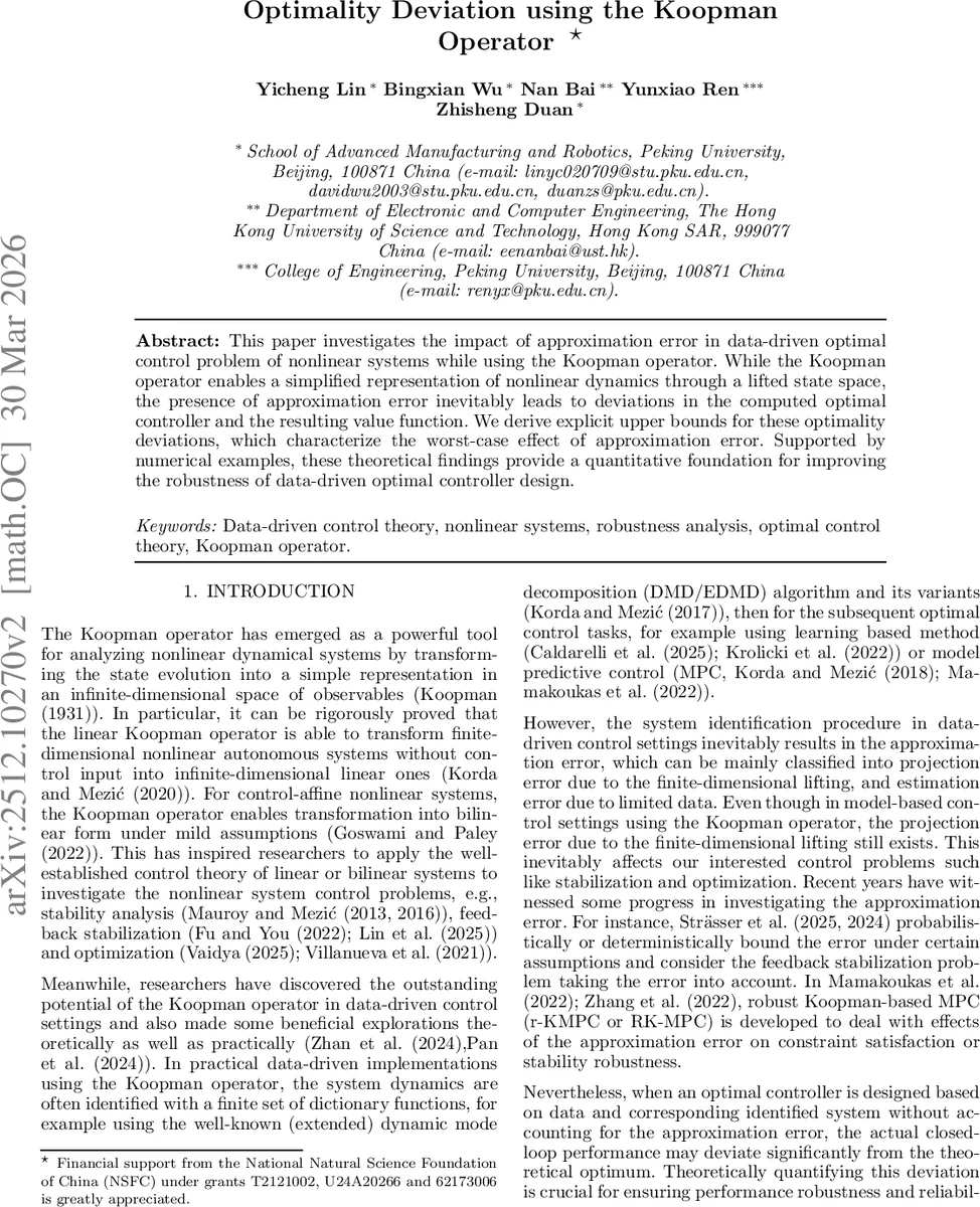 Optimality Deviation using the Koopman Operator