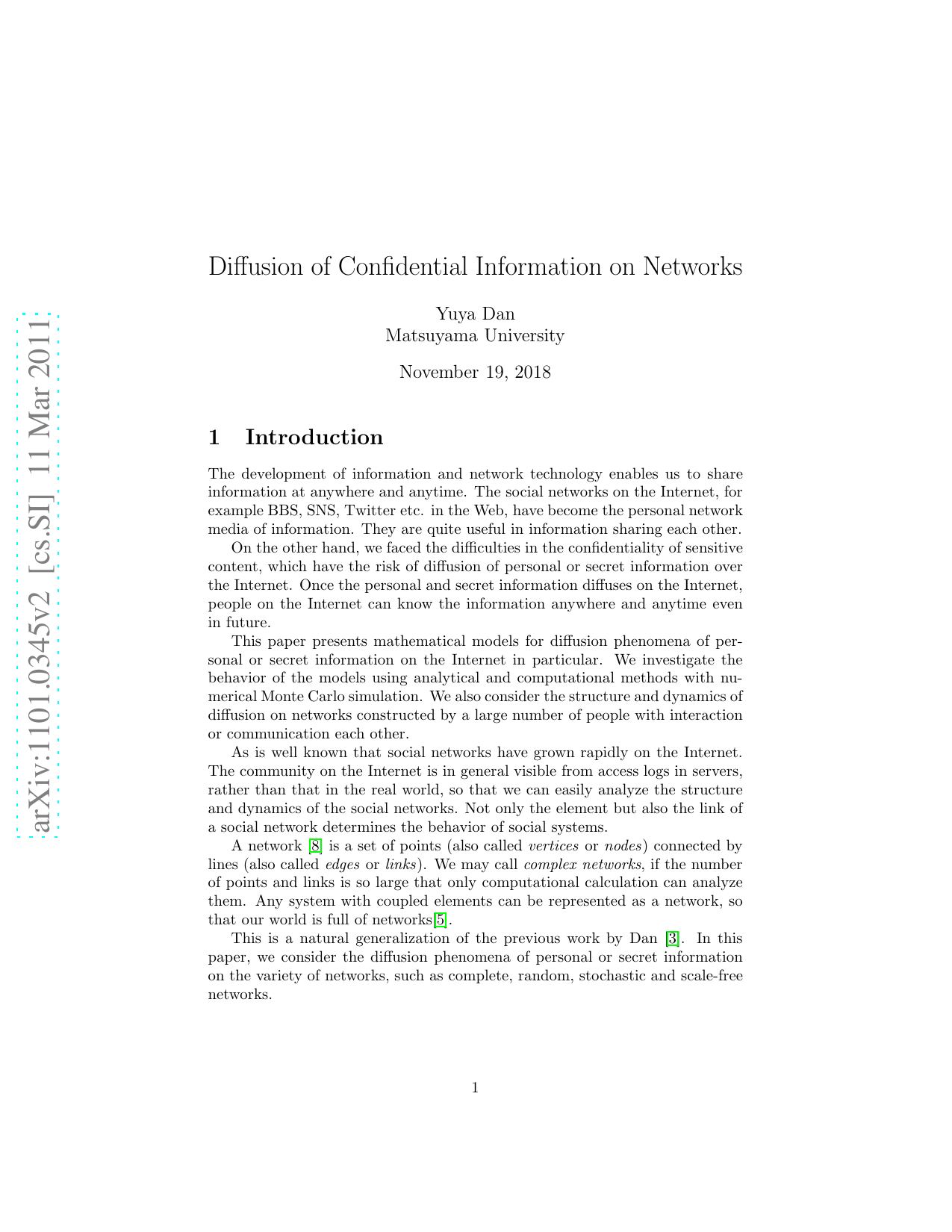 Diffusion of Confidential Information on Networks