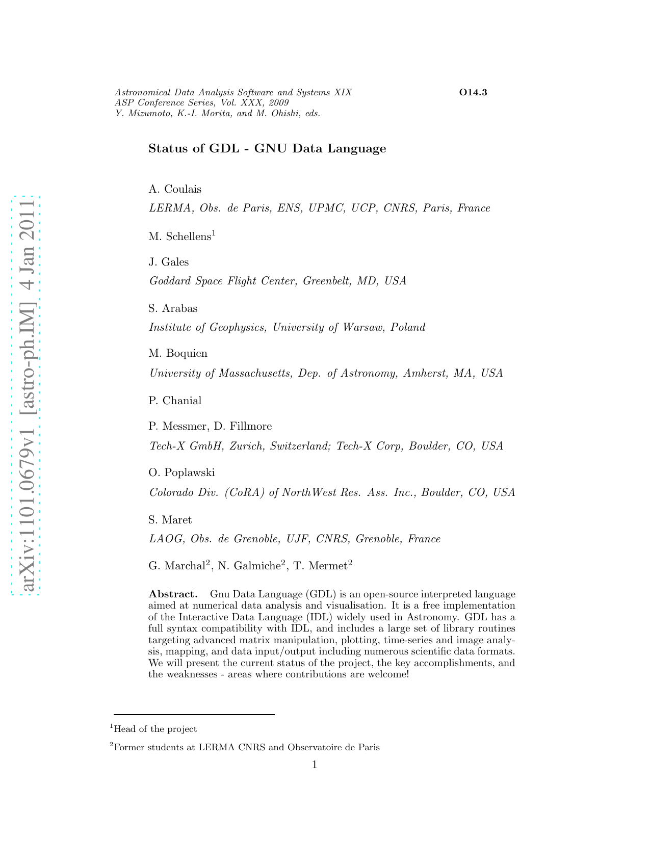 Status of GDL - GNU Data Language