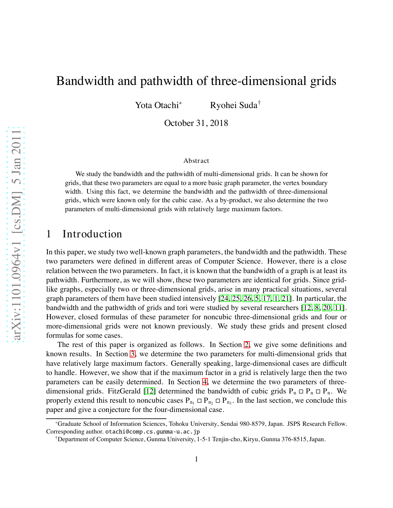 Bandwidth and pathwidth of three-dimensional grids