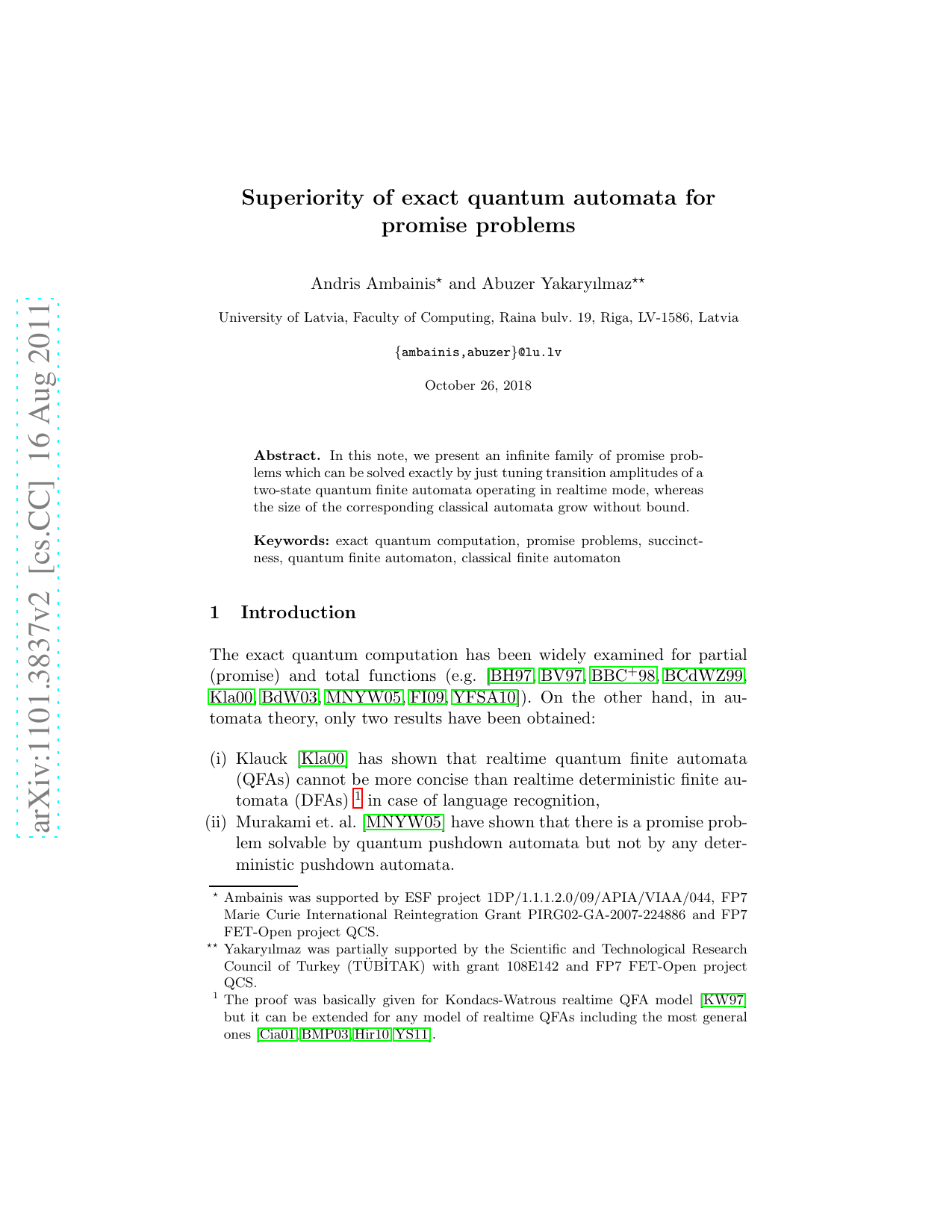 Superiority of exact quantum automata for promise problems