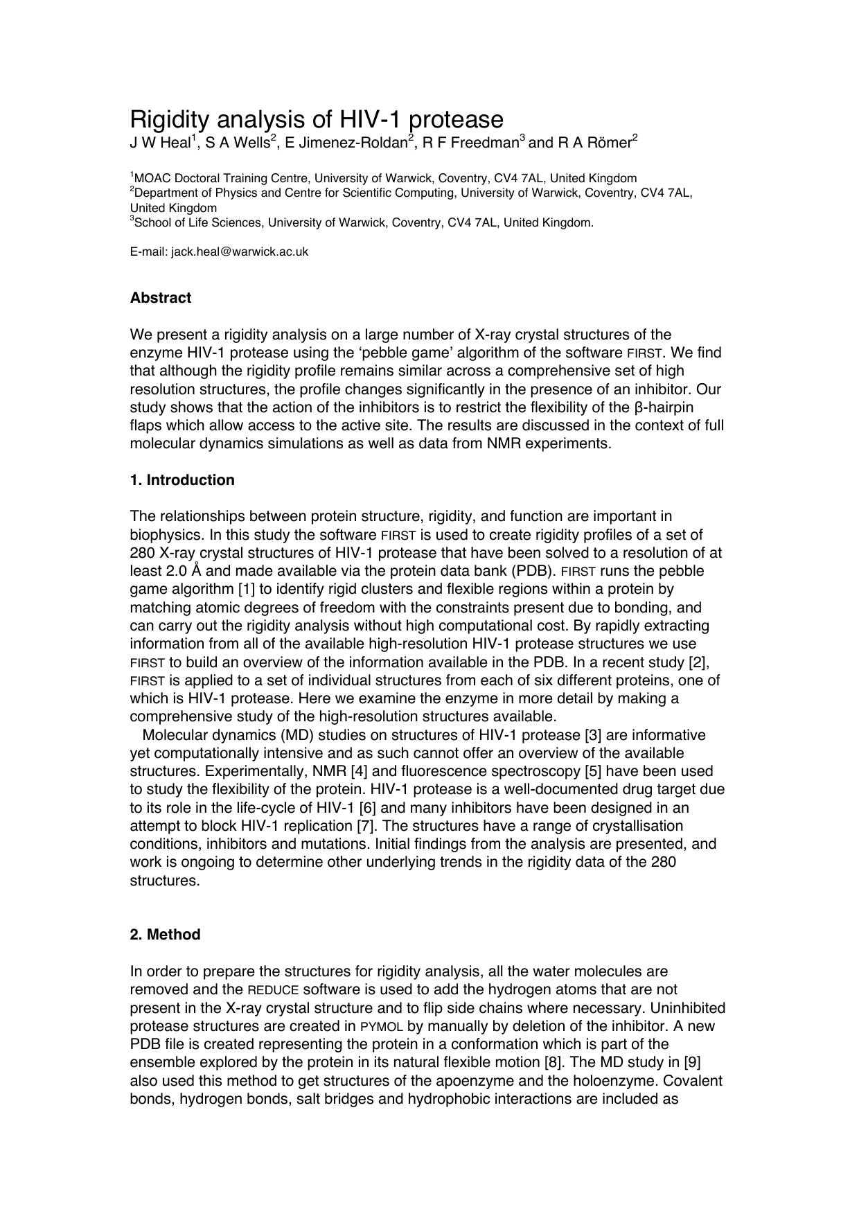 Rigidity analysis of HIV-1 protease
