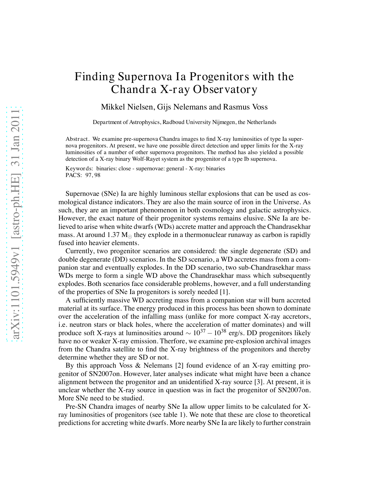 Finding Supernova Ia Progenitors with the Chandra X-ray Observatory