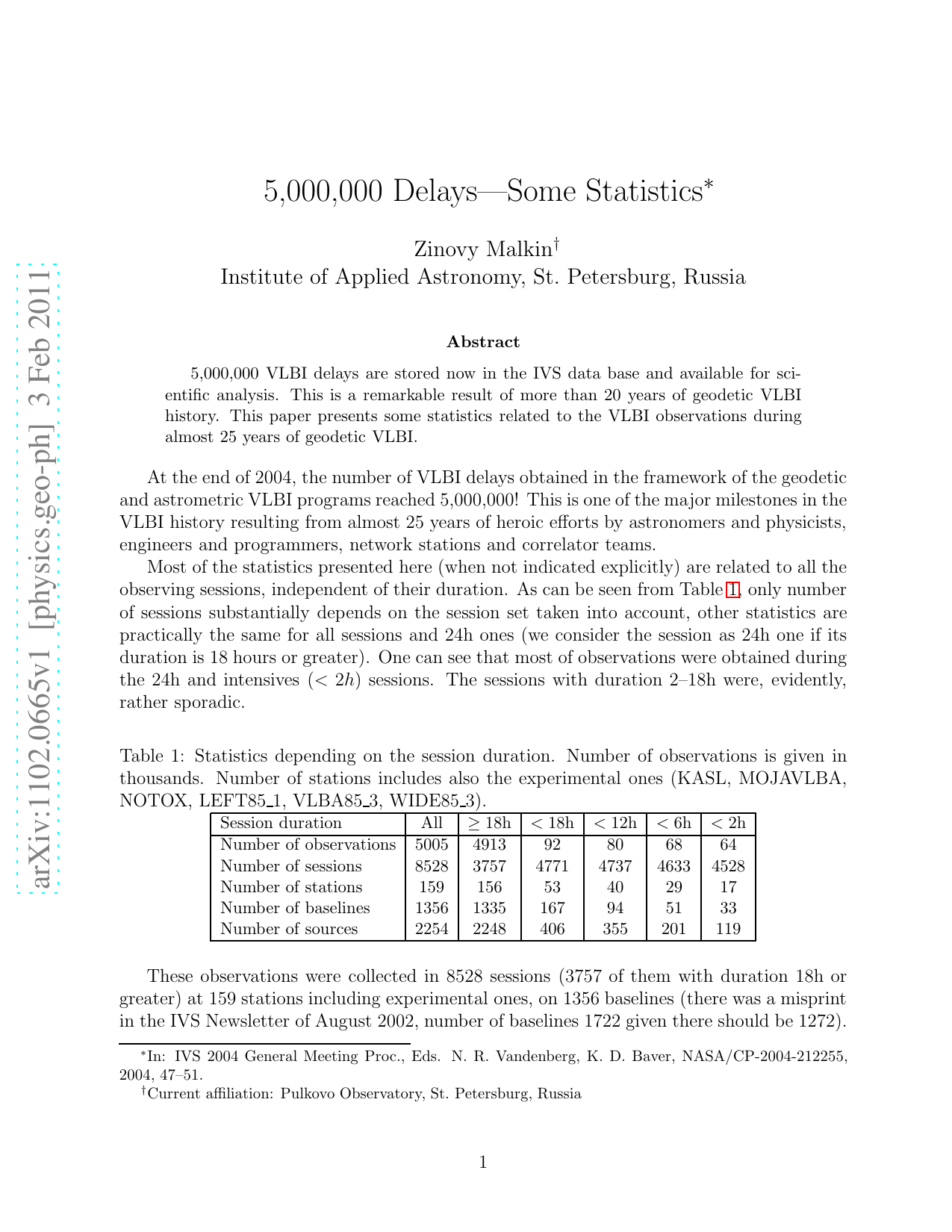 5,000,000 Delays -- Some Statistics