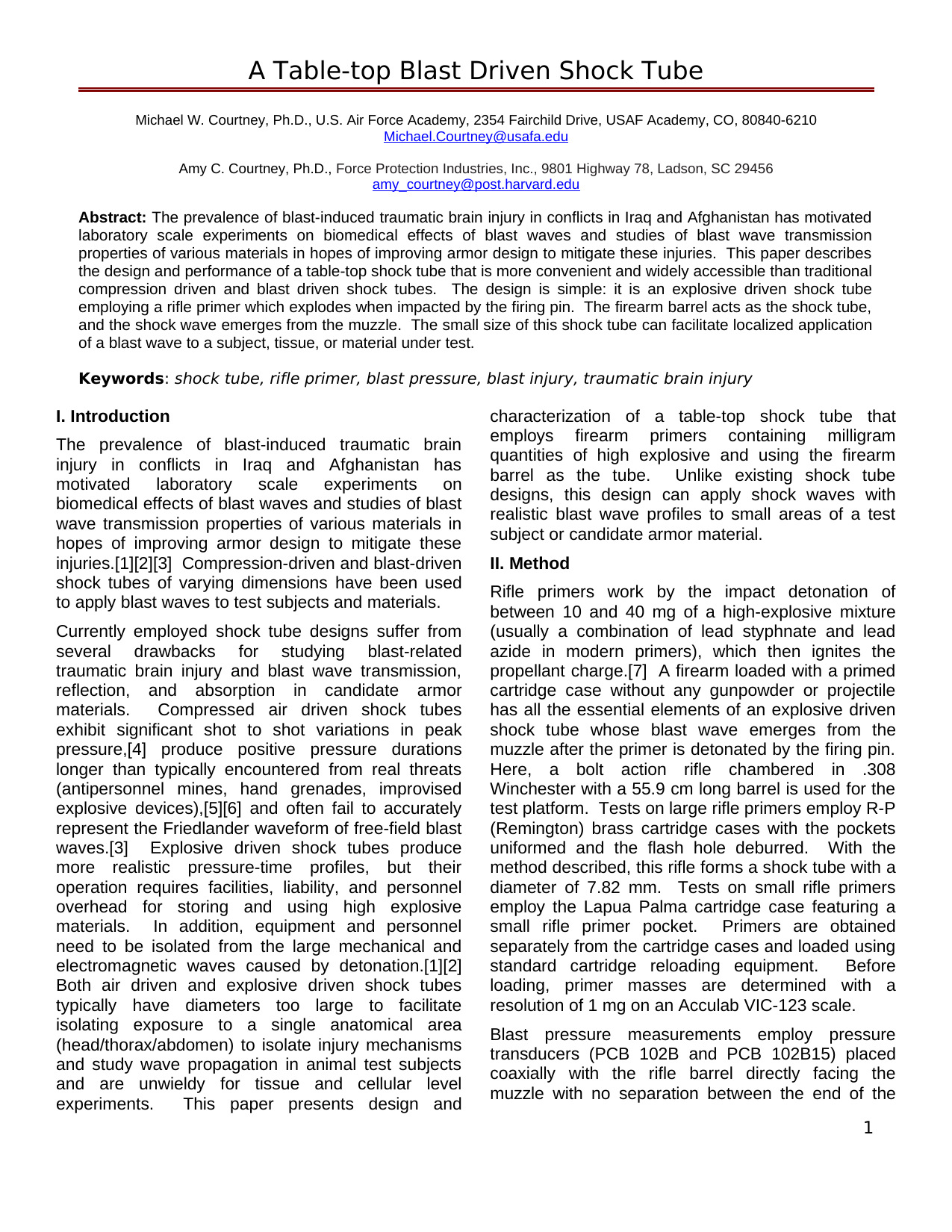 A Table-top Blast Driven Shock Tube