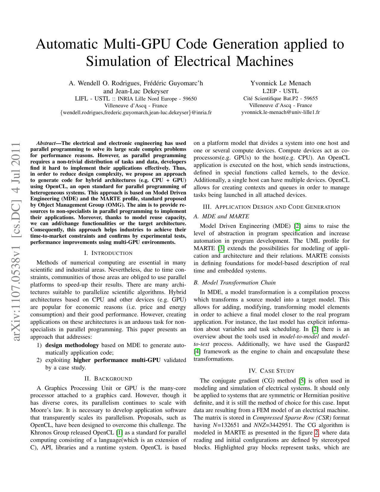 Automatic Multi-GPU Code Generation applied to Simulation of Electrical   Machines