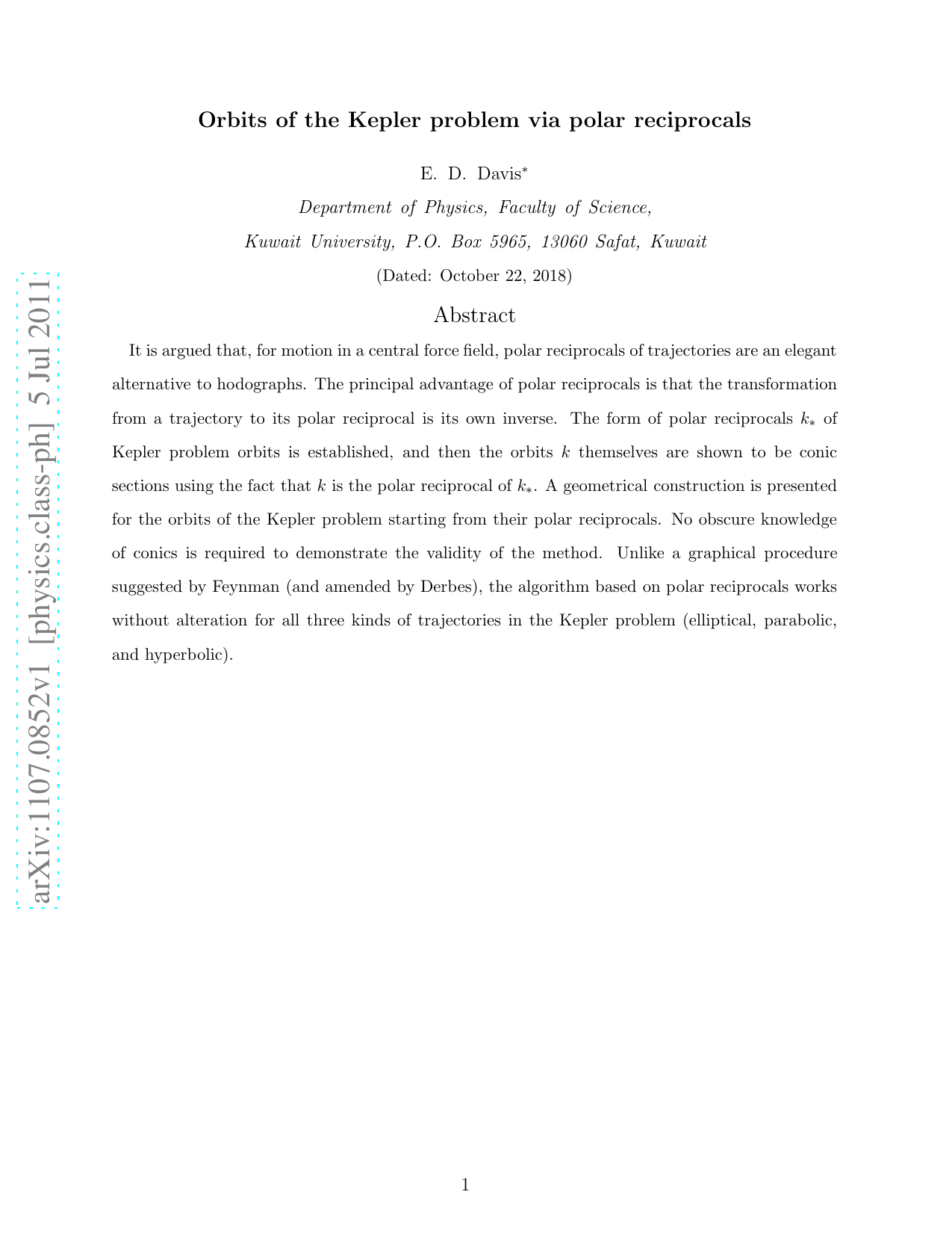 Orbits of the Kepler problem via polar reciprocals