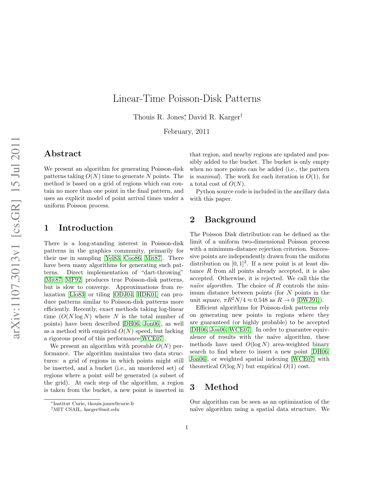 Linear-Time Poisson-Disk Patterns
