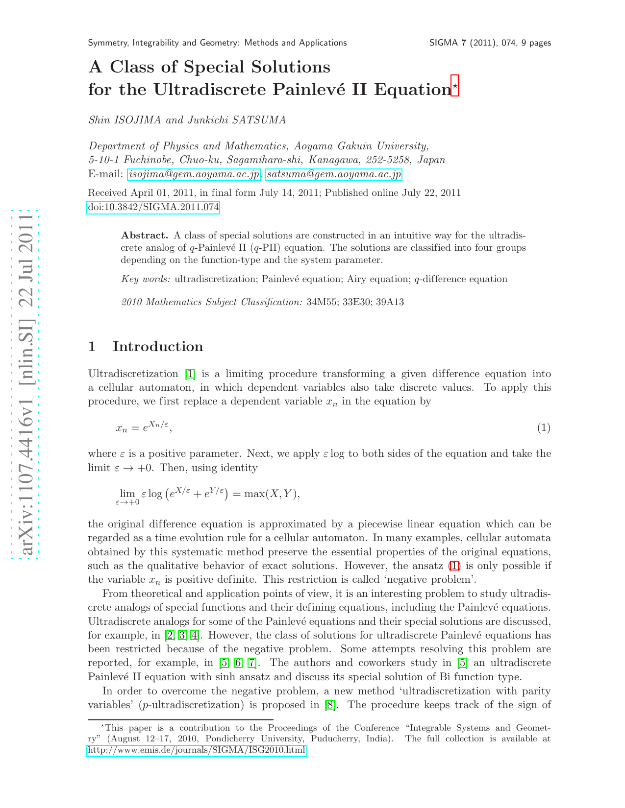 A Class of Special Solutions for the Ultradiscrete Painleve II   Equation