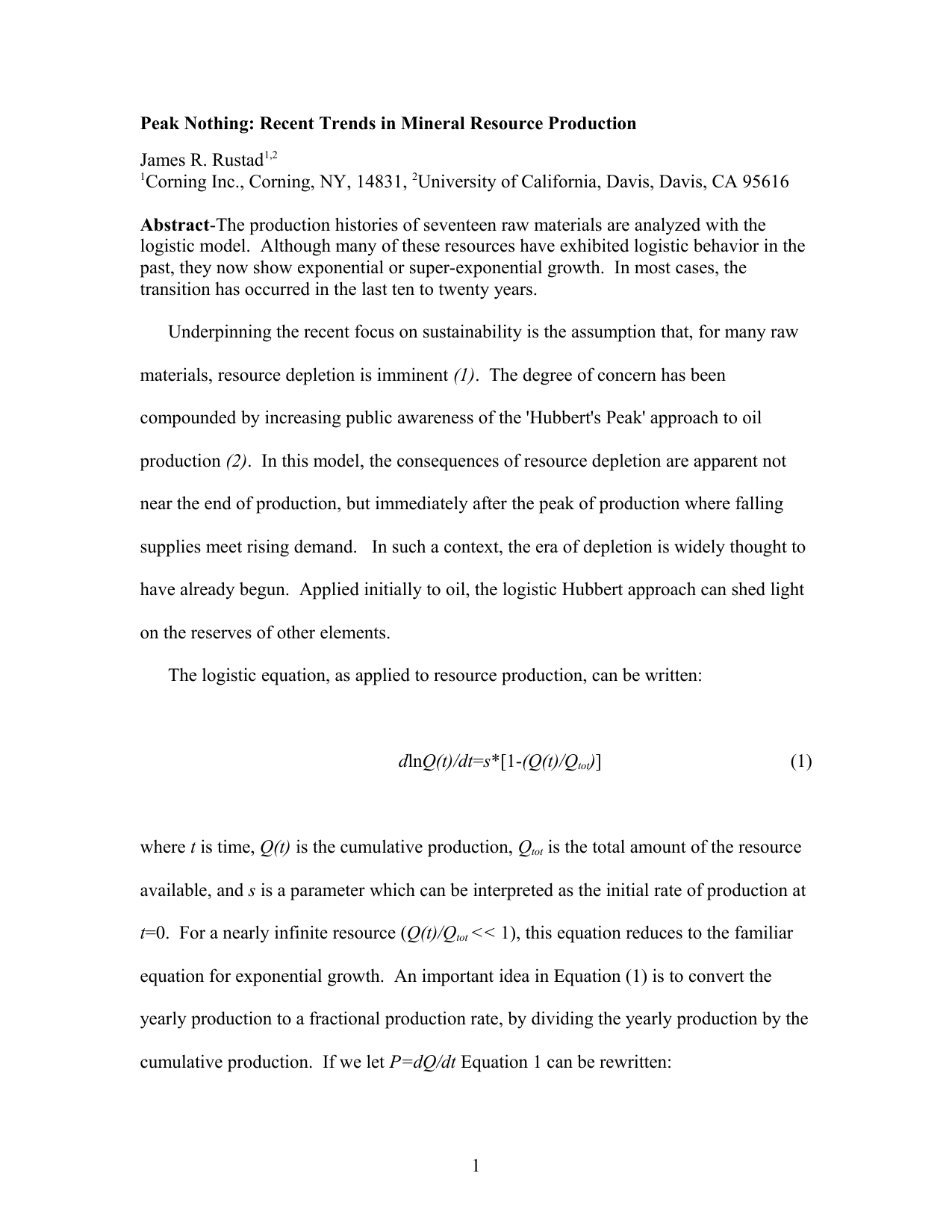 Peak Nothing: Recent Trends in Mineral Resource Production