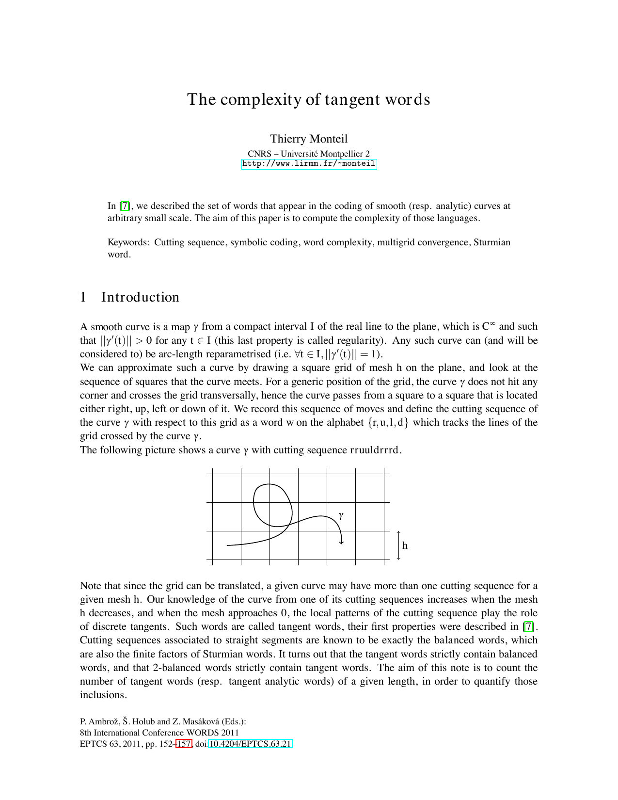 The complexity of tangent words