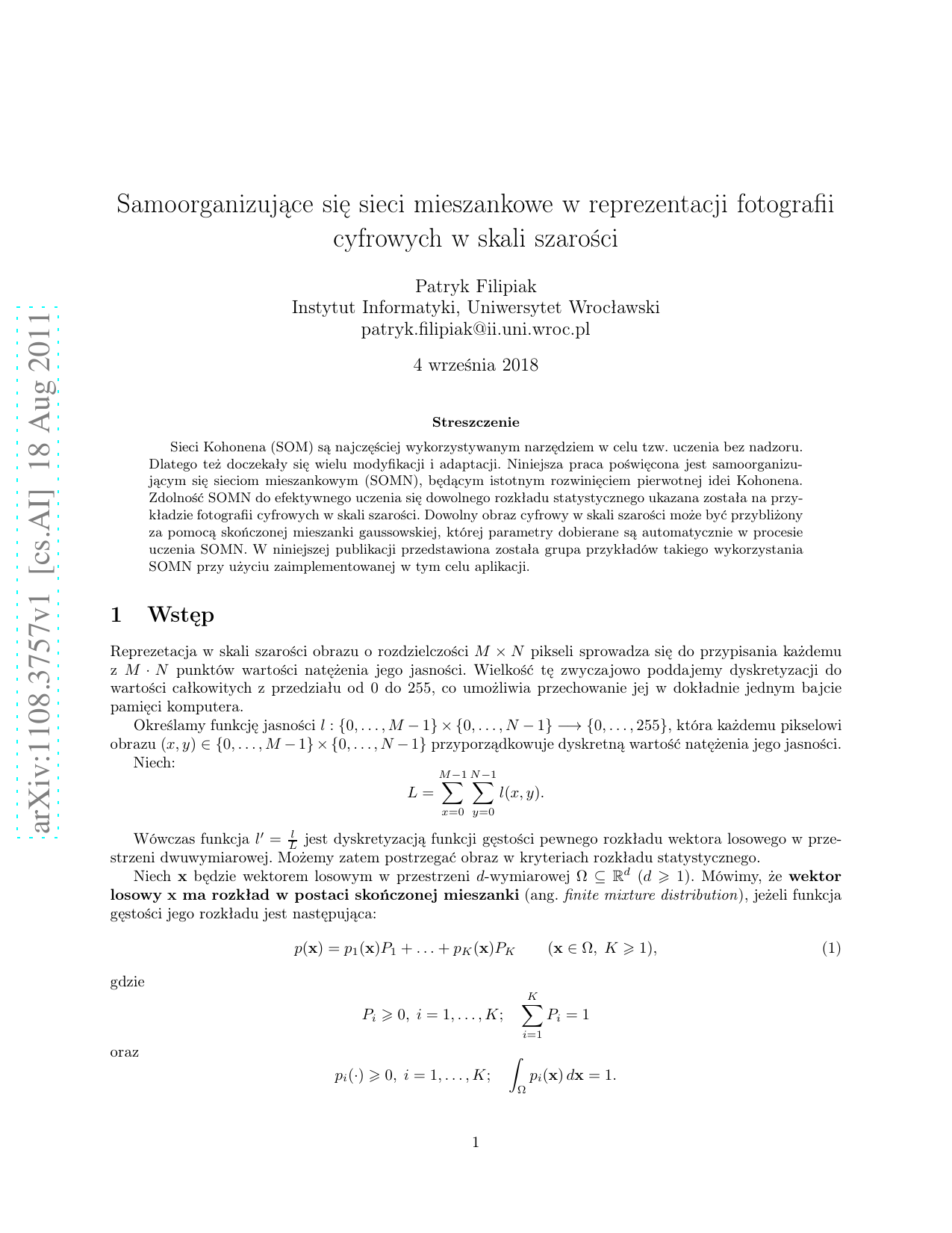Self-Organizing Mixture Networks for Representation of Grayscale Digital   Images