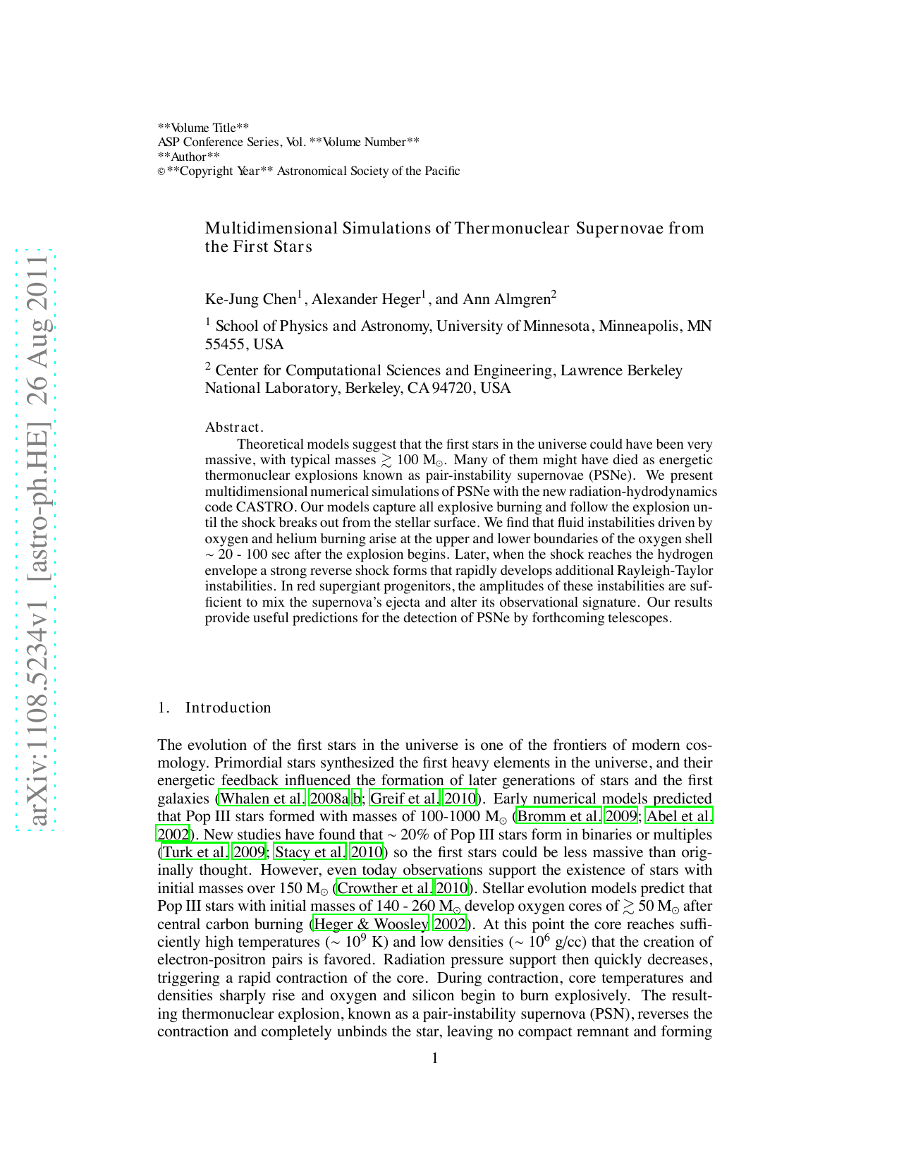 Multidimensional Simulations of Thermonuclear Supernovae from the First Stars