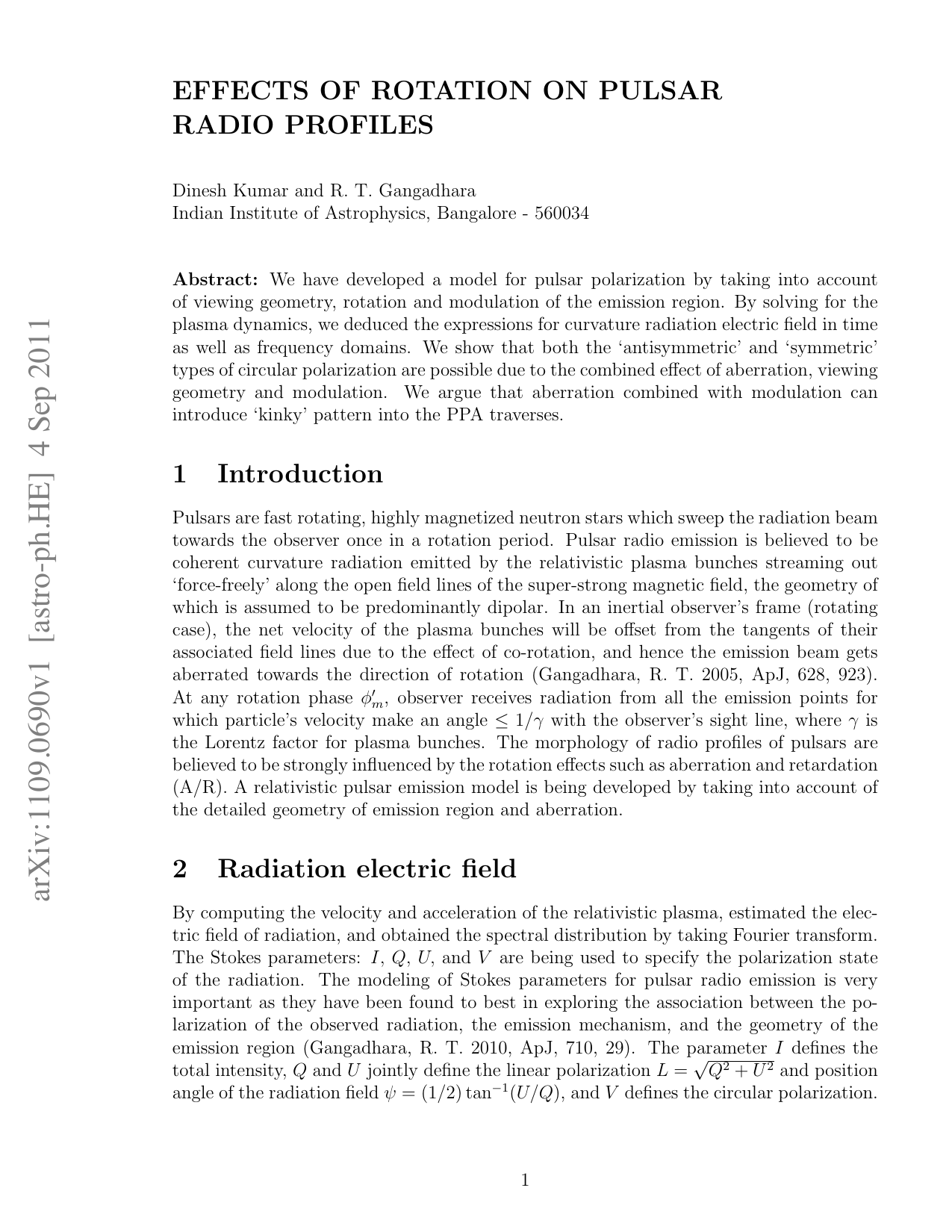 Effects of Rotation on Pulsar Radio Profiles