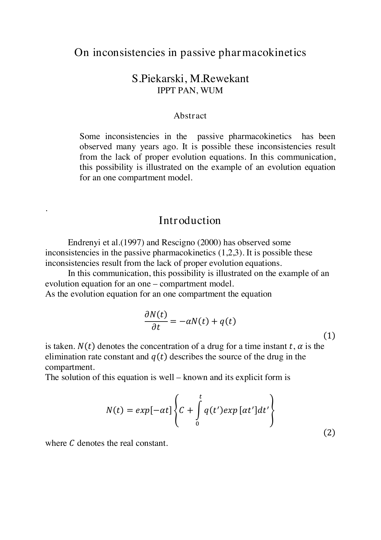 On inconsistencies in passive pharmacokinetics