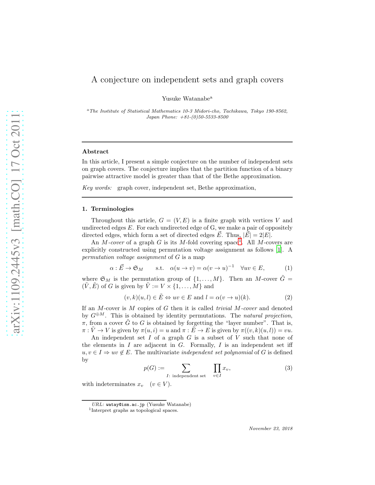 A conjecture on independent sets and graph covers