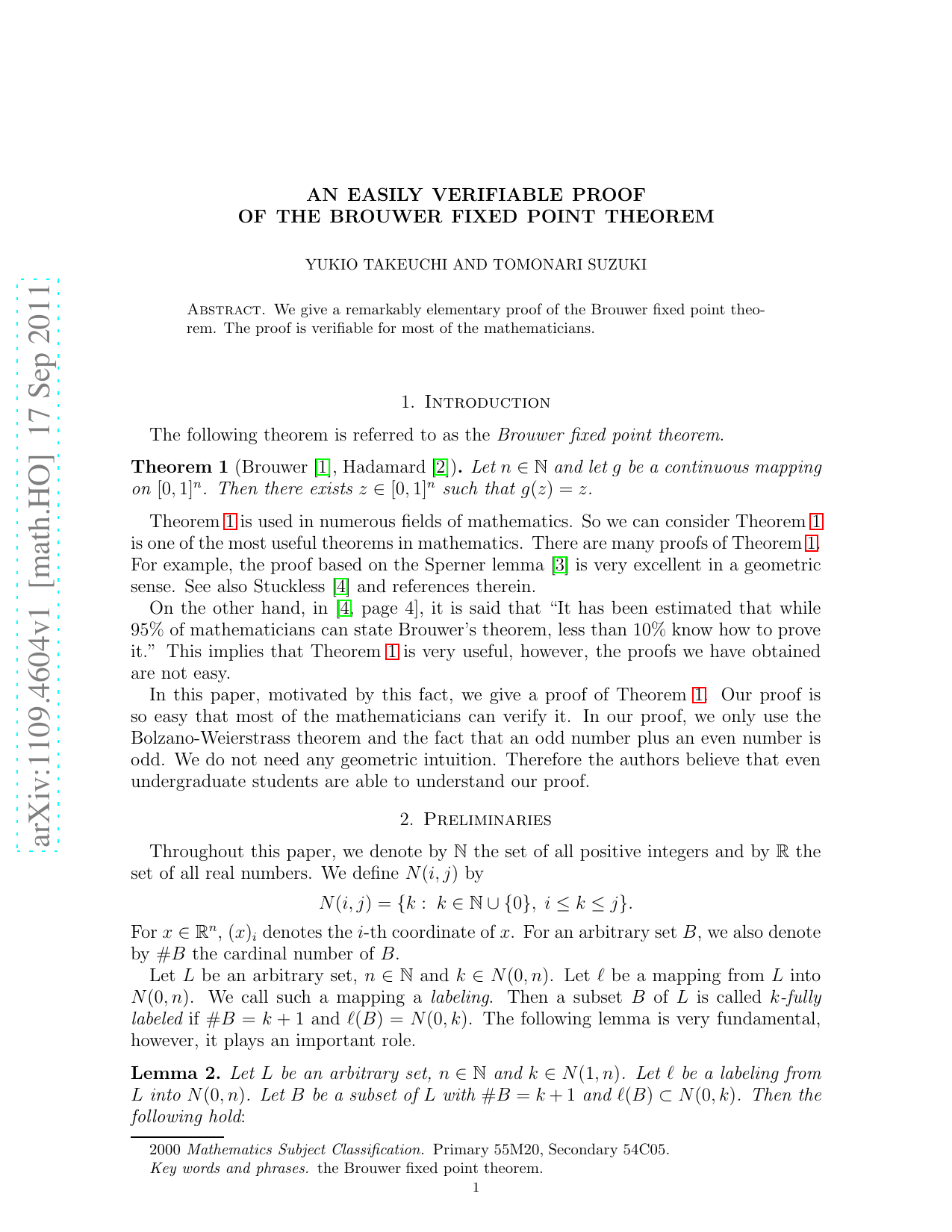 An easily verifiable proof of the Brouwer fixed point theorem