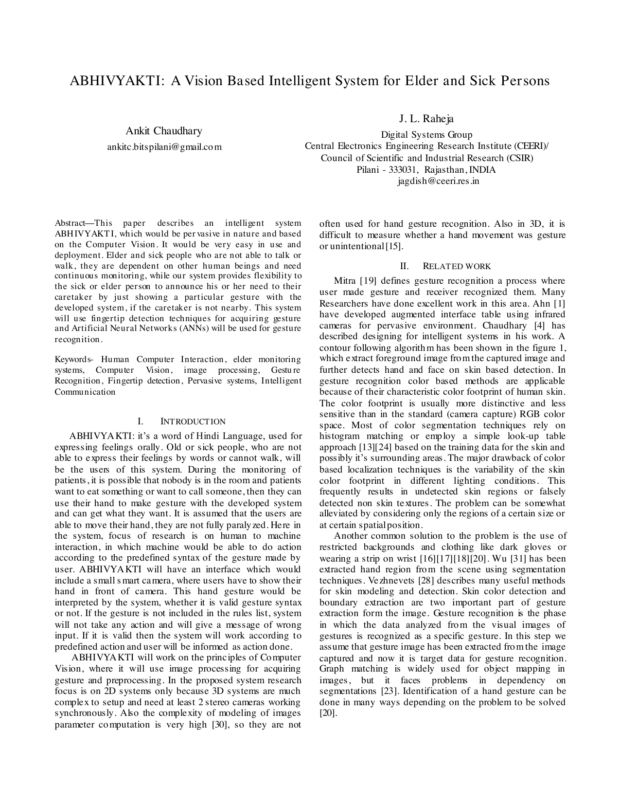 ABHIVYAKTI: A Vision Based Intelligent System for Elder and Sick Persons