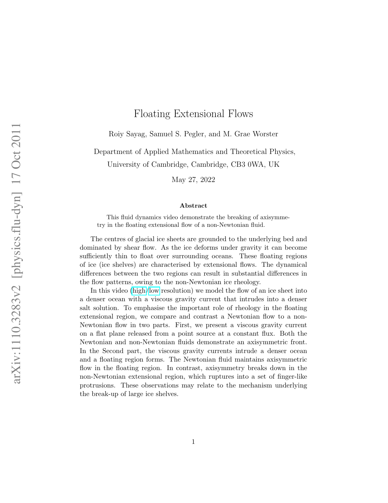 Floating Extensional Flows