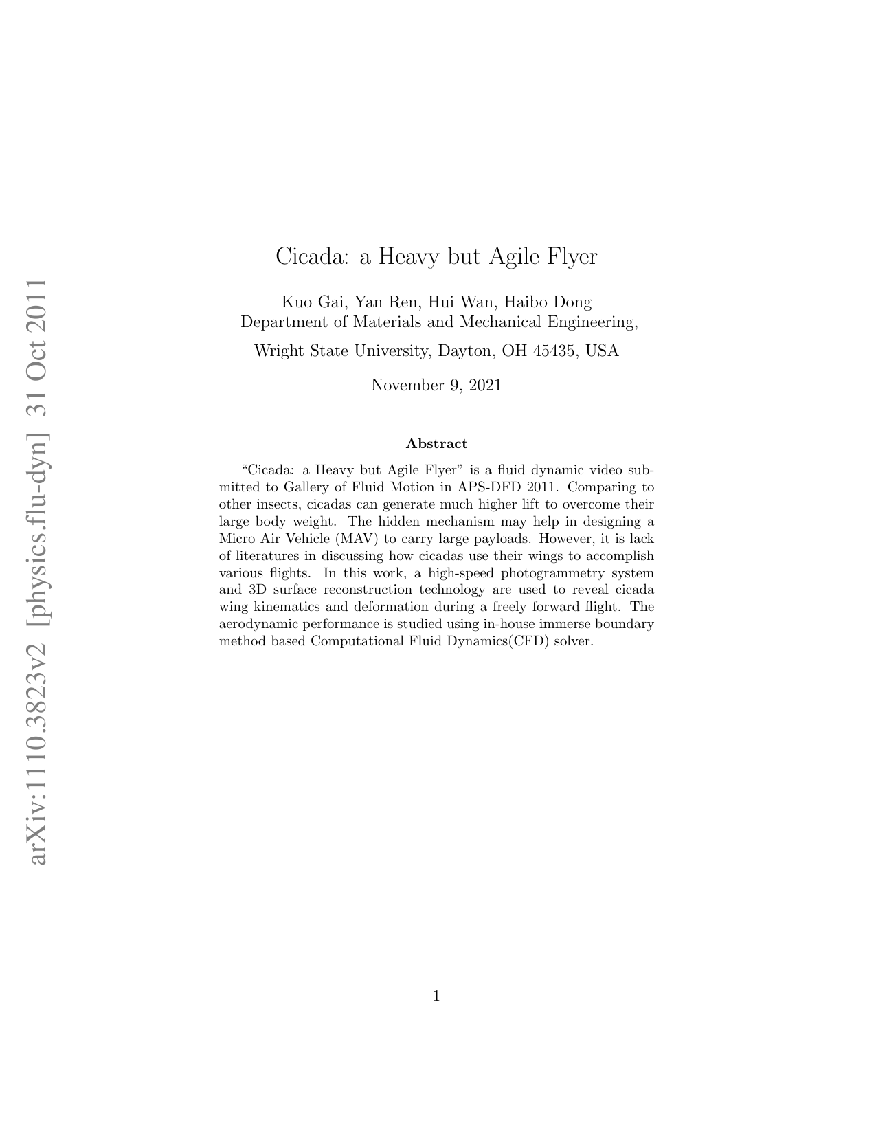 Cicada: a Heavy but Agile Flyer