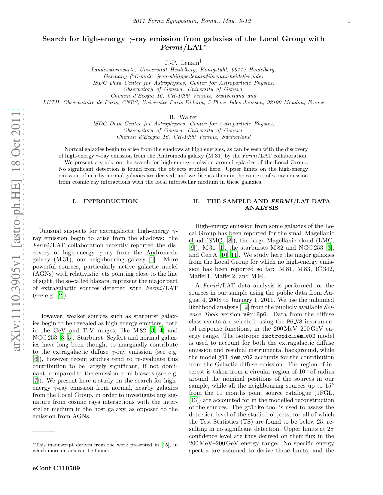 Search for high-energy gamma-ray emission from galaxies of the Local   Group with Fermi/LAT